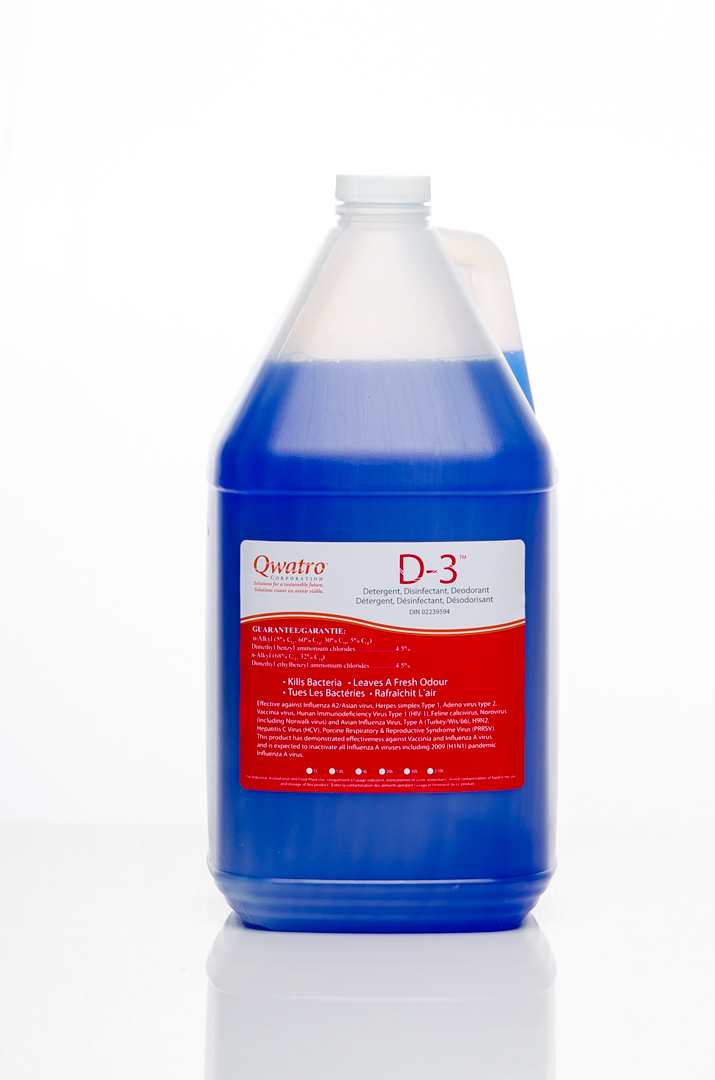 D-3 Concentrated All Purpose Cleaner, Degreaser, Disinfectant and Deodorizer - 4x4 litre