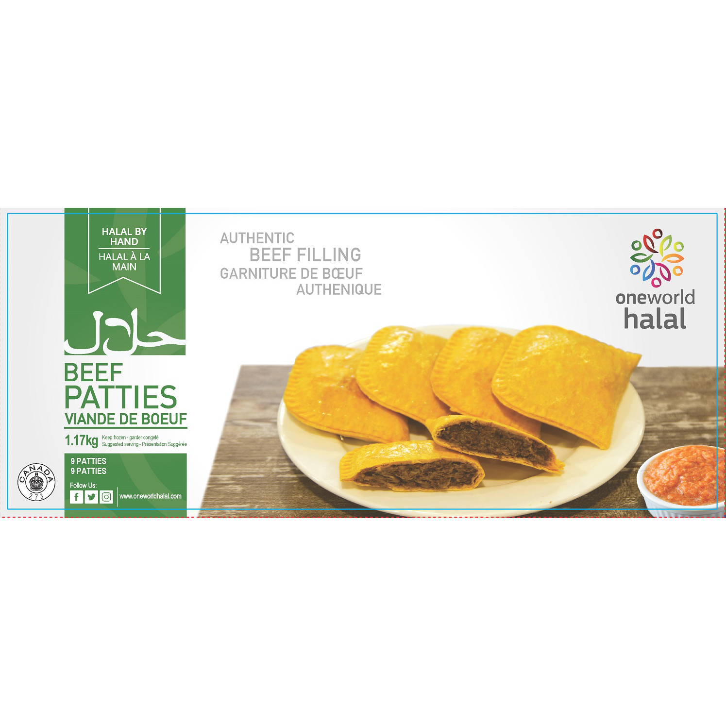 OneWorld Halal Beef Patties, Mild (pack of 9)