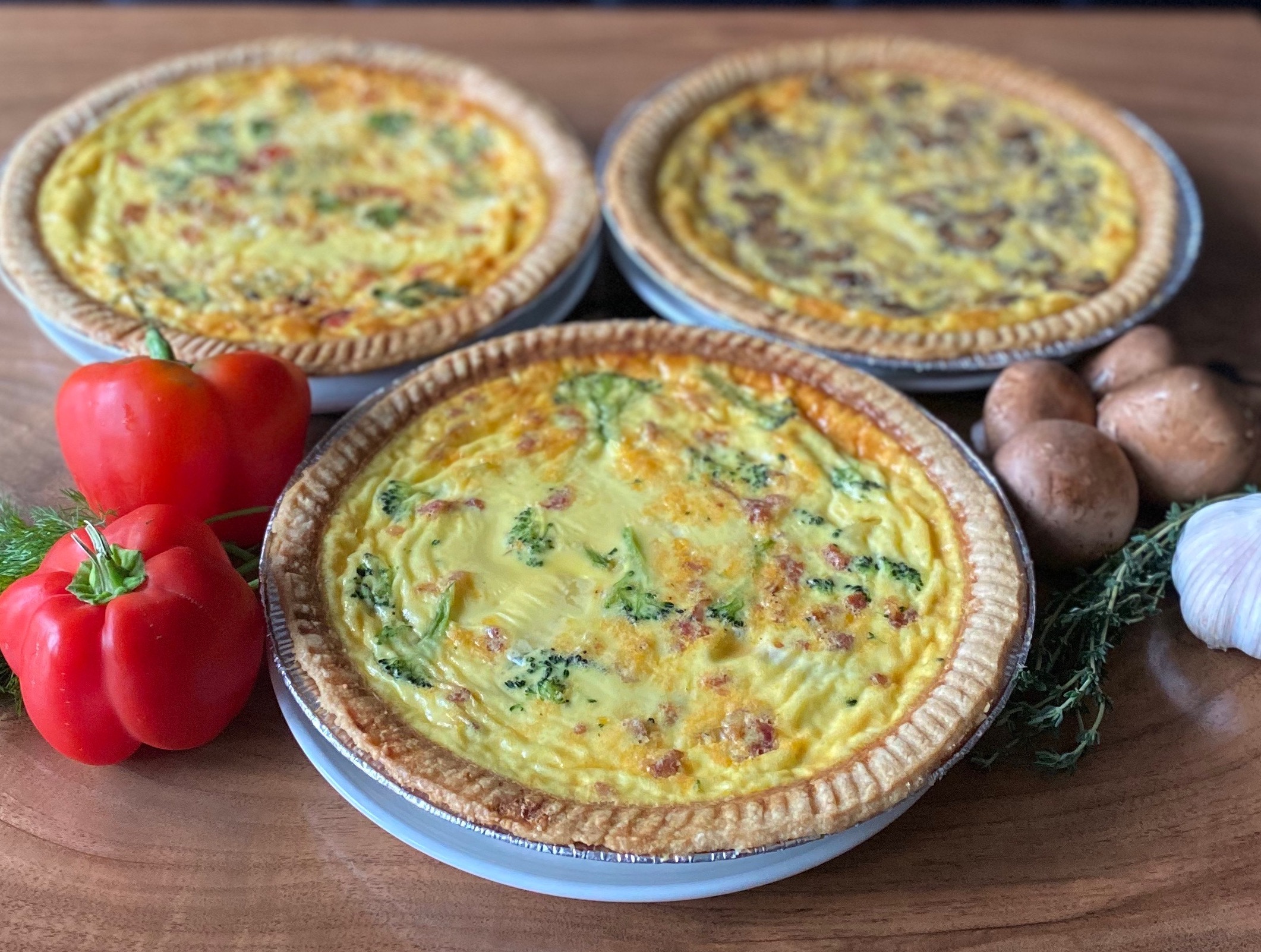 Roasted Red Pepper, Goat Cheese & Thyme Quiche