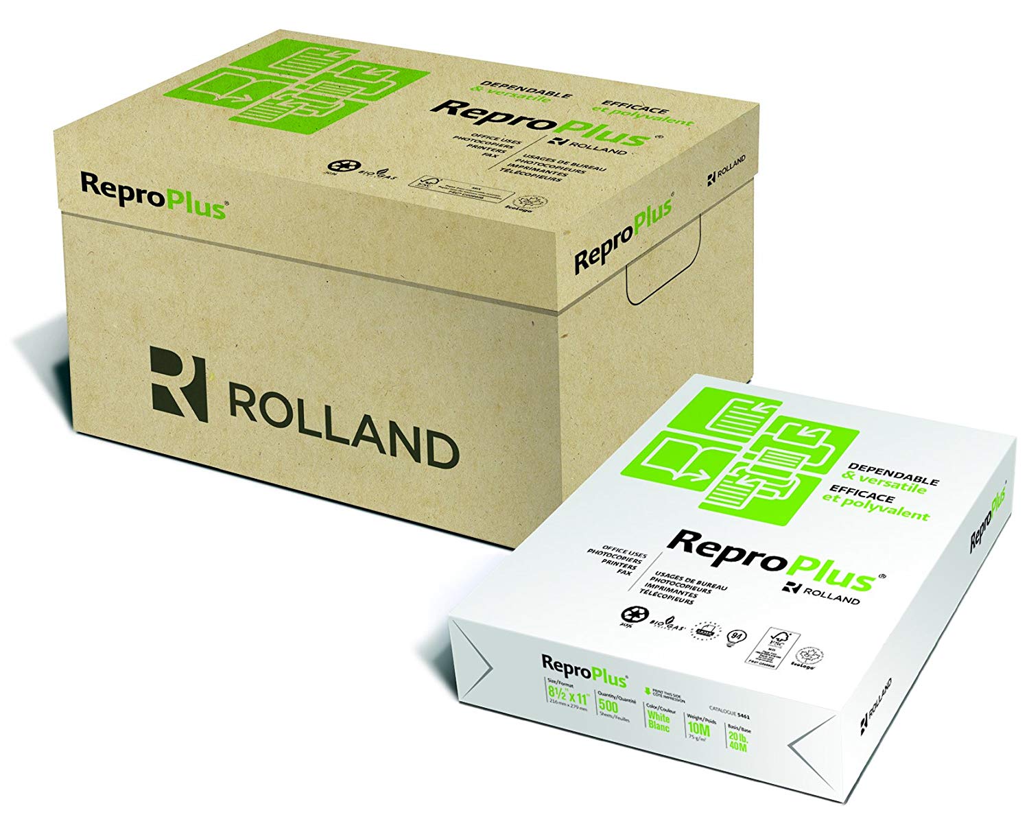 ReproPlus Paper 8.5"x11", 94 Bright, 20lb, White, 30% Recycled, 5000 sheets/10 Ream Carton