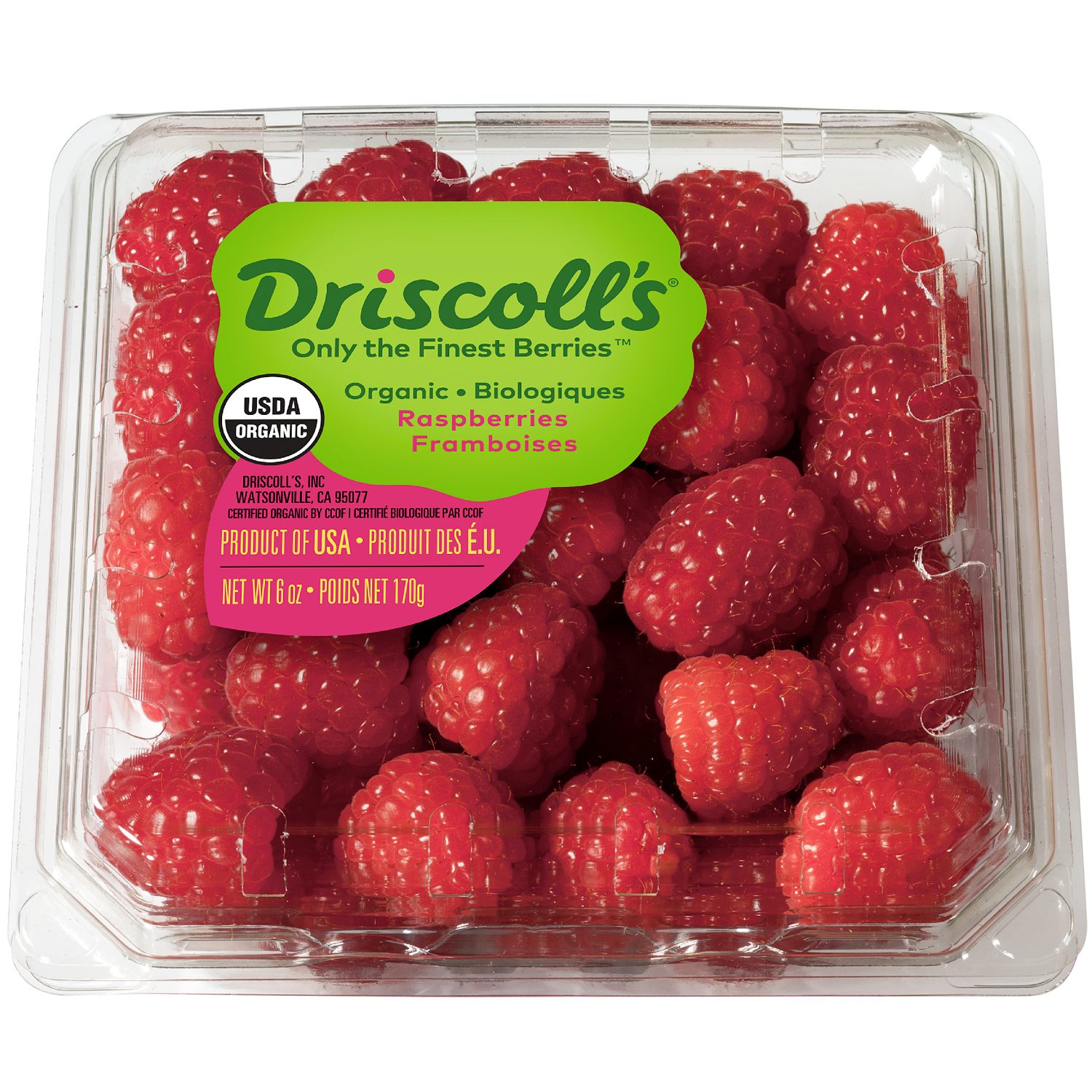 Organic Driscoll Raspberries, 12x1 pt