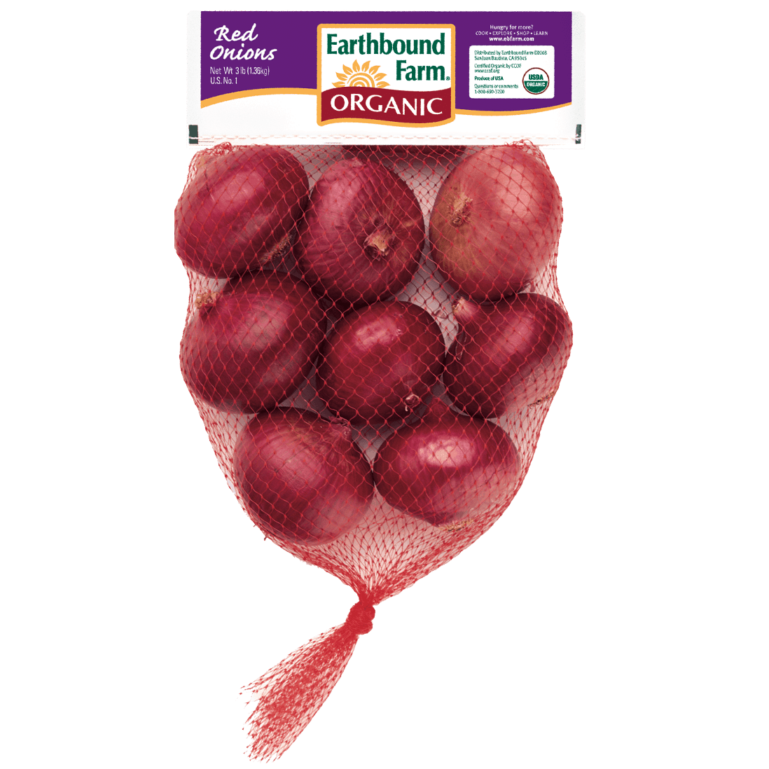 Organic Red Onions, 16x3lb bag