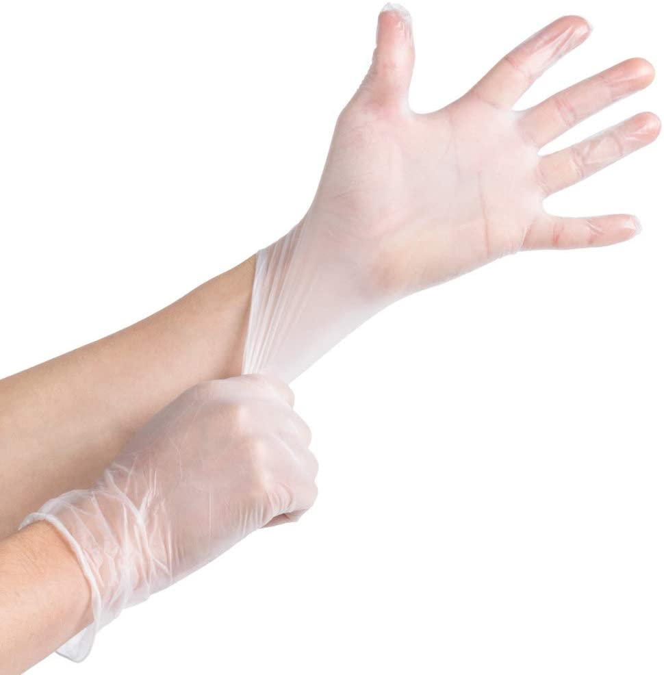 Disposable Vinyl Gloves, Clear, Box of 100